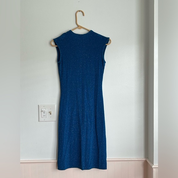 NWT 90s Blue Metallic Dress Heart and Soul Small Vintage Sleeveless Y2K USA Made - Picture 2 of 7